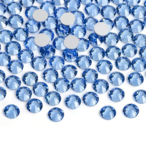 Image of Glue Fix Crystal Flatback Rhinestones Glass Diamantes Gems for Crafting Nail Art Crafts Decorations Clothes Shoes 4.8mm (ss20 1440pcs, Light Blue)