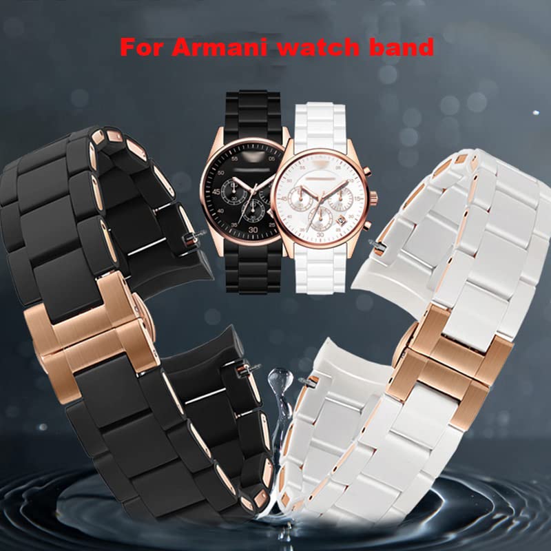 Silicone and Steel Watch Strap AR5905, 906, AR5919, 920, AR5890 and 891, 20mm and 23mm Watch Chain.2