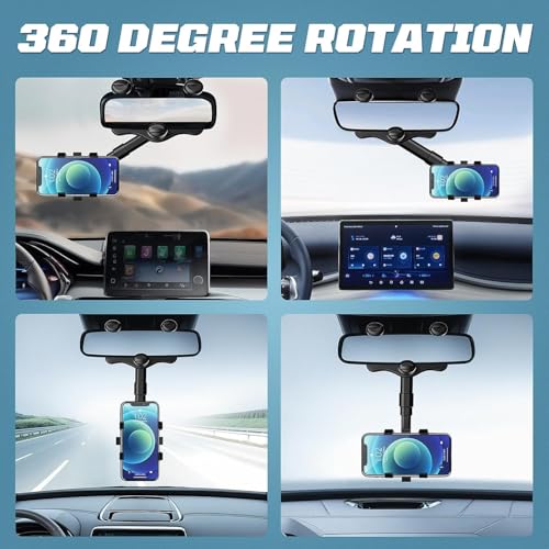 Image of Octopus Rearview Mirror Phone Holder for Car Rotatable and Retractable Multifunctional 360, Pro Clip Car Mirror Mount Bracket