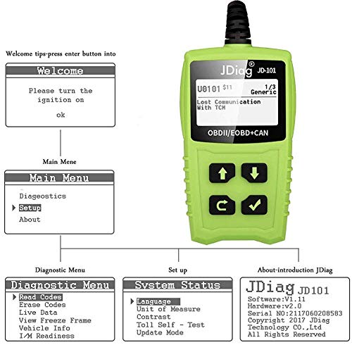 OBDKCAN JD101 OBD2 Scanner, Automotive Car Engine Fault Code Reader CAN Diagnostic Scan Tool with Battery Condition Test - Thumbnail 4
