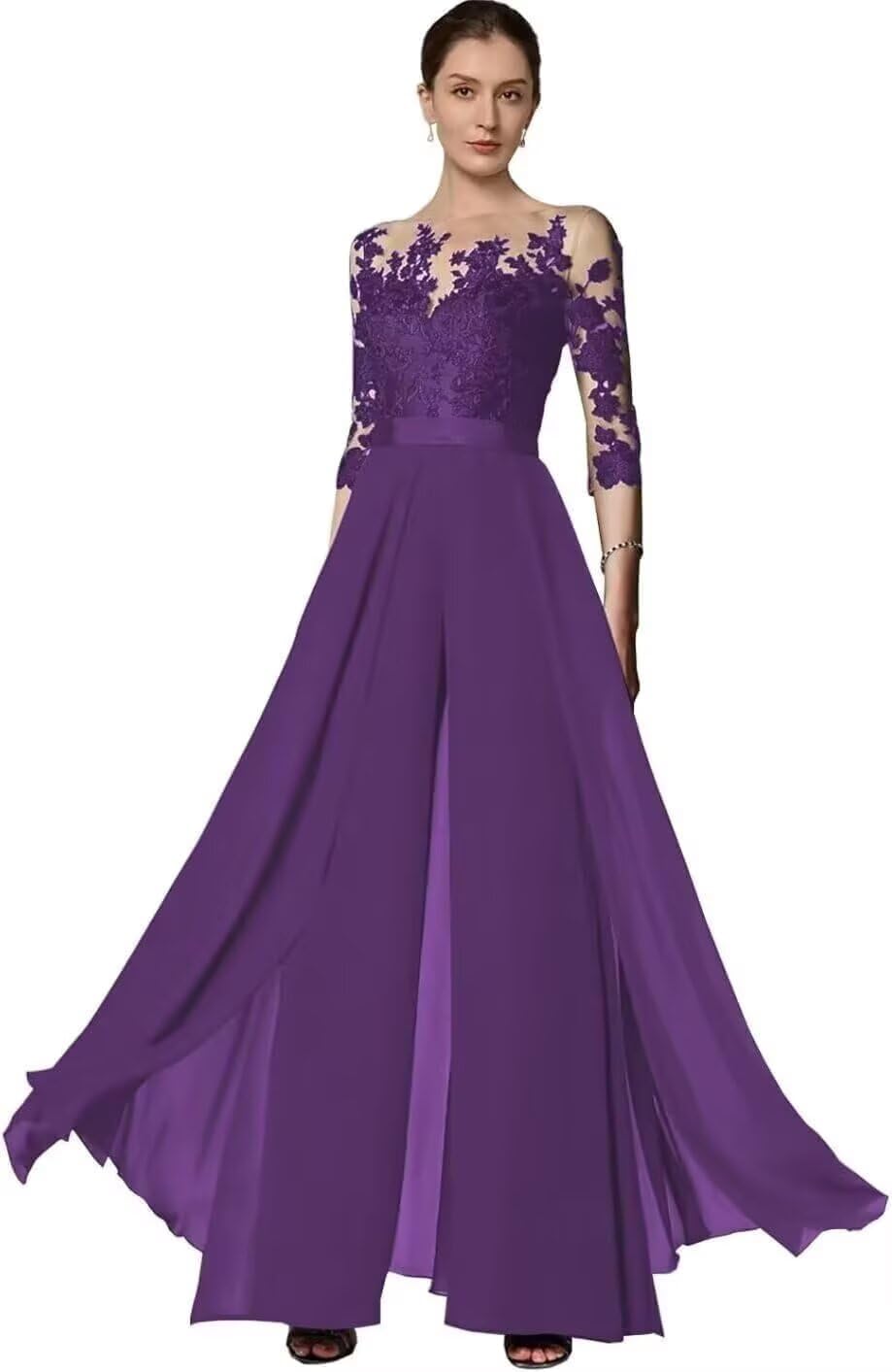 Mother of The Bride Pant Suits for Wedding Chiffon Lace Formal Outfit Grandmother Dresses Jumpsuit