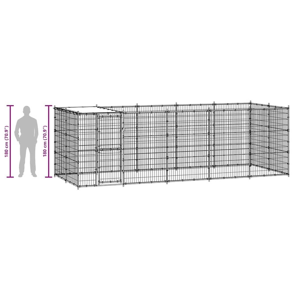 Perrera para perros de acero galvanizado con toldo y puerta, 12,1 m², resistente a la intemperie, para perros, cachorros, camping, jardín, terraza, protección y seguridad
