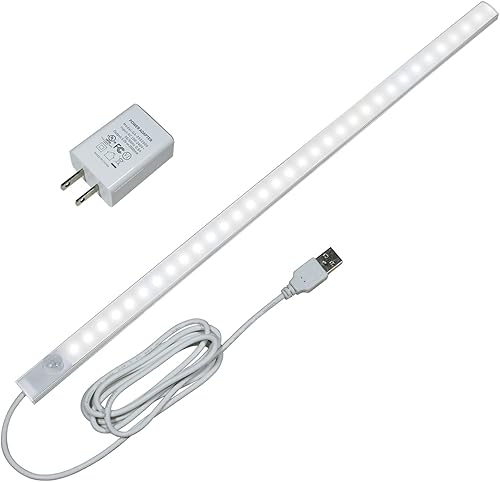 Miniatura 1 de IKSACE Luz LED con sensor de movimiento para debajo del gabinete, barra de luz LED para armario con enchufe USB de 17 pulgadas, luz nocturna para