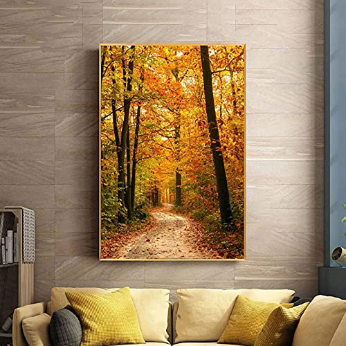 Toile paysage d'automne grand format 70x100 cm pour habiller un mur vide sans effort