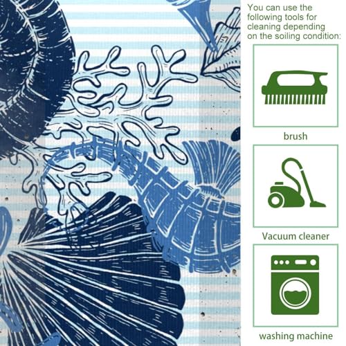 Alfombrillas de cocina estampadas de caballito de mar con base lavable y absorbente 5