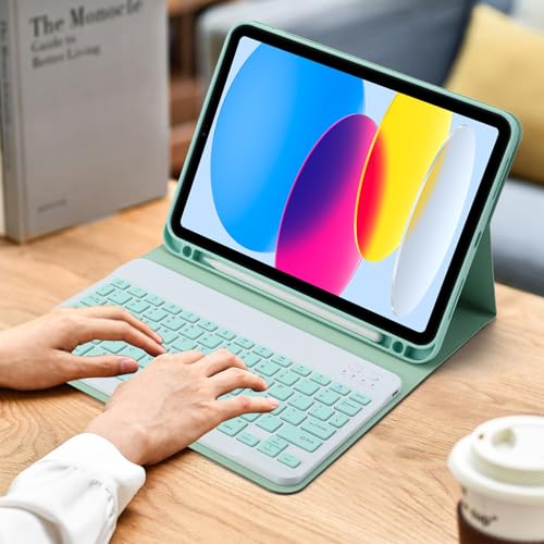 Image of Rechargeable Bluetooth Keyboard&Mouse Combo for iPad, Ultra-Slim Portable Wireless Mouse Keyboard for iPad Pro Air Mini iPhone Samsung Tablet Cell Phone Android, iPadOS /iOS 13&Above (Green)