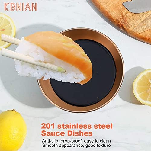 KBNIAN 5 Pcs Stainless Steel Dip Bowl,Mini Round Seasoning Dishes Sushi Dpping Bowls Round Spice Bowls Mini Appetizer Plates Sauce Dish for Appetizer, Side Dish, French Fries, Ketchup (3.2Inch)