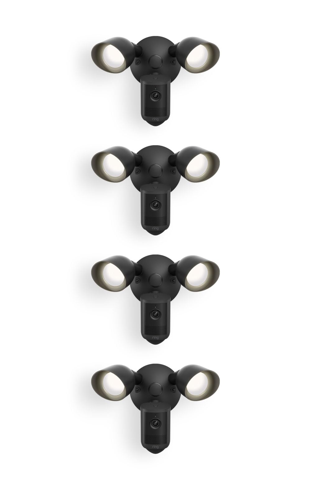 Ring Floodlight Cam 2K (newest model), Wired, Home or business security, Wide-Angle Retinal 2K Video, 6x Enhanced Zoom, Ultra-Bright Floodlights, 4-Pack, Black