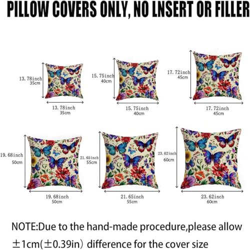 Housse coussin 80x80cm taie oreiller papillon imperméable velours - 6