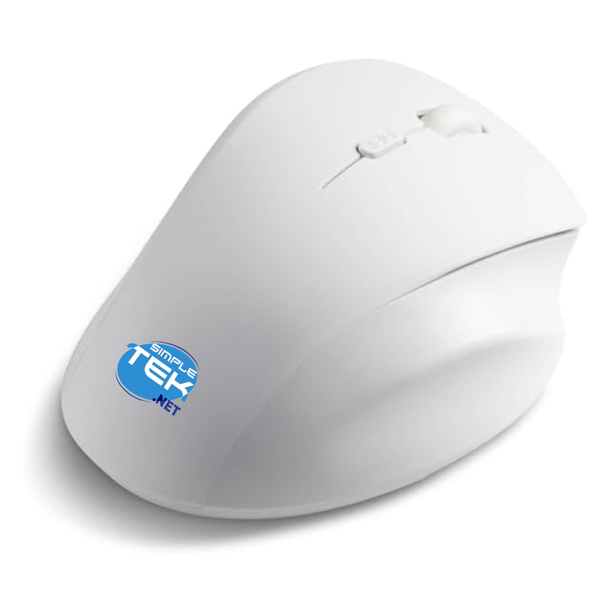 SIMPLETEK - Mouse Wireless 2.4GHz con Ricevitore USB - Design Ergonomico Bianco - Sensore Ottico DPI Regolabile 800-3200 - Universale