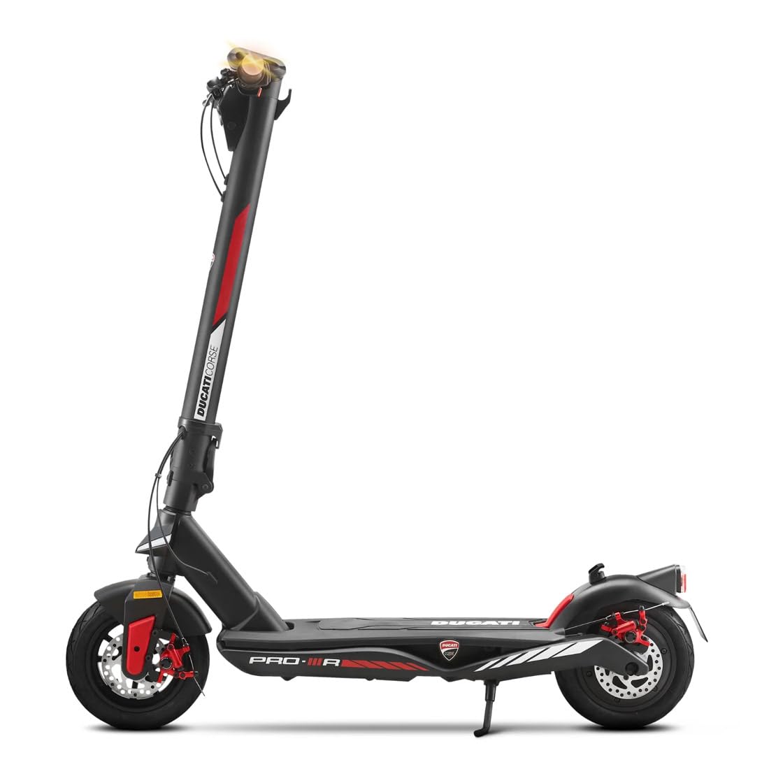 Ducati Corse E-Scooter Pro-III R, Trottinette électrique, avec flèches directionnelles intégrées, Roues Pirelli 10, autonomie 50 km, Moteur 350 W, Batterie 468 Wh, Double Frein à Disque, Noir