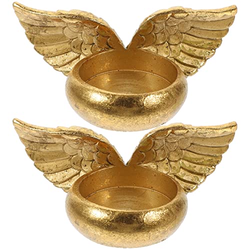 2pcs Prayer Candle Holder Angel Wing Candle Holder, Angel Wings Figurine Statue Candle Holder for Baptism Centerpieces, Wedding, Anniversary Birthday, Home Decor, Memorial