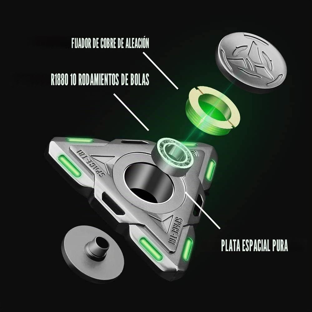 Luminoso Tri Fidget Spinner Space OVNI, brilla en la oscuridad, juguetes sensoriales para dedo Spinner de mano de metal de alta velocidad, enfoque de fiesta, premios para niños y adultos