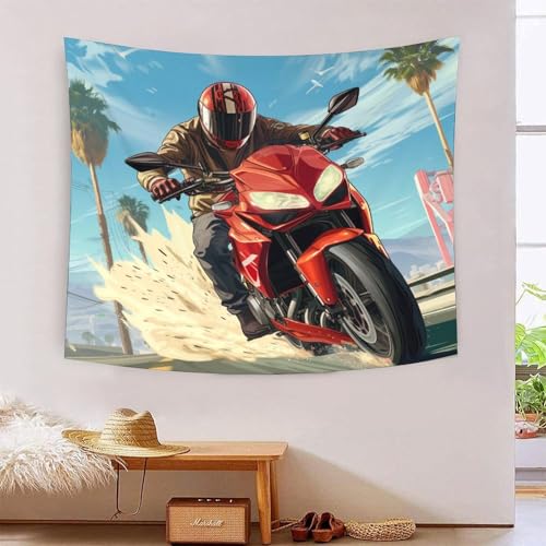 Drap mural 3D moto de cross-country poster géant en tissu anti-plis pour decoration de chambre