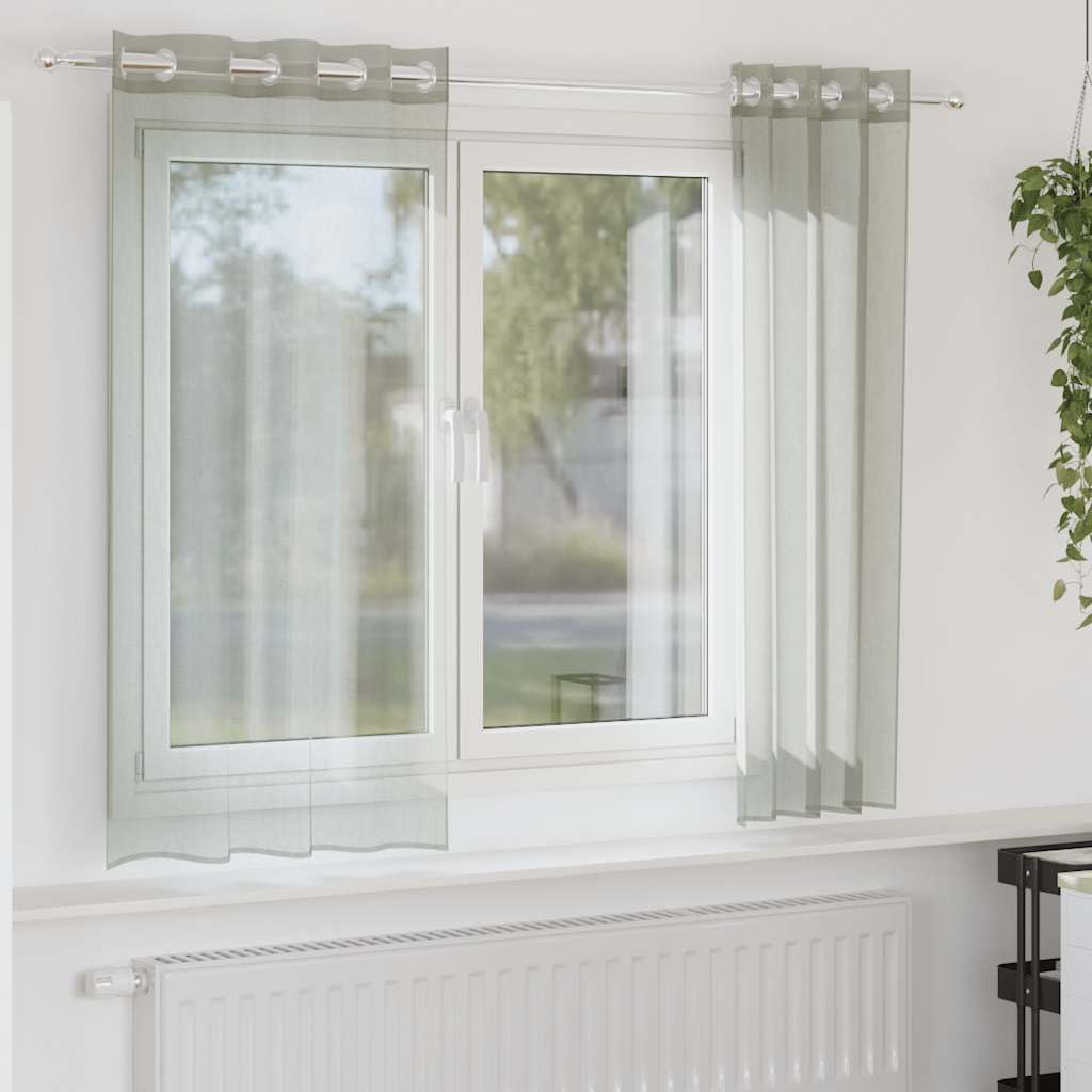 Light Gray woalowe zasłony z grommetami, 2 sztuki, 140 x 140 cm, półprzezroczyste panele okienne z poliestru, łatwy montaż do salonu, sypialni, termoizolacyjne