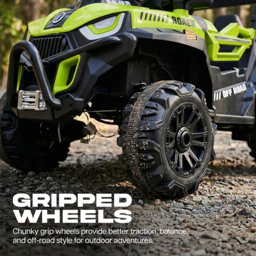 Image of Baybee Roger Electric Jeep for Kids with Parental Control | Baby Battery Operated Ride On Toy Car with 4x4 Motor, RGB Lights & Music | Rechargeable Battery Car for Kids 2-6 Years (Florescent Green)