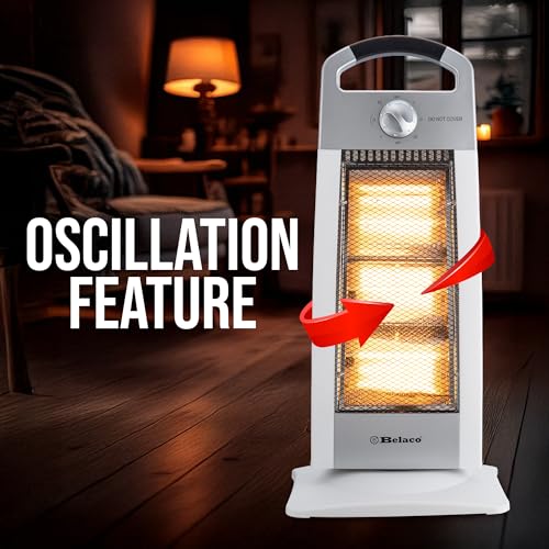 Belaco New upgraded Halogen Electric Heater Oscillating option portable heater 1200W home office room heater with free 3pcs tube replacement - 6