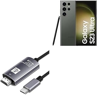 BoxWave Cable Compatible with Samsung Galaxy S23 Ultra - SmartDisplay Cable - USB Type-C to HDMI (6 ft), USB C/HDMI Cable for Samsung Galaxy S23 Ultra - Jet Black