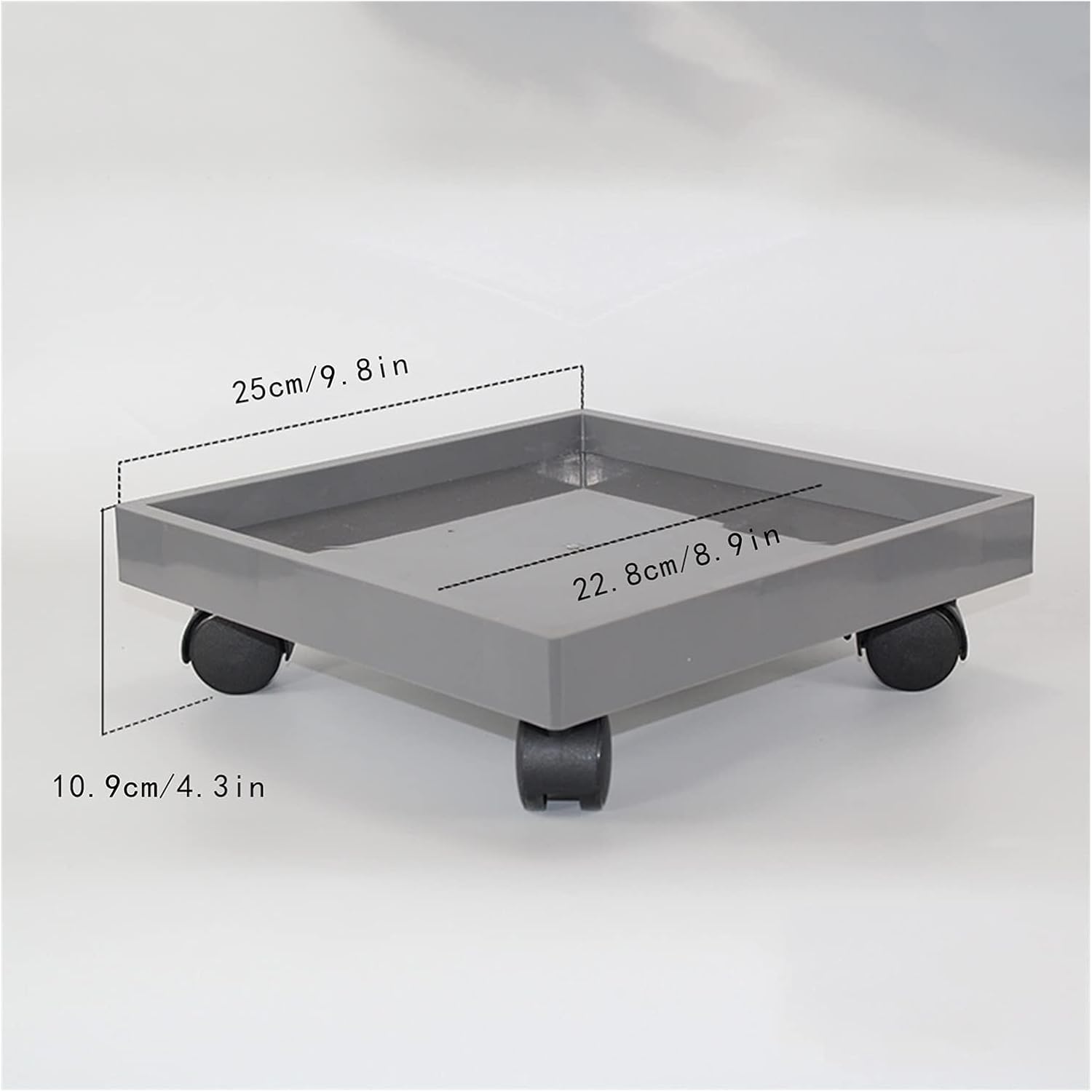 Wooden Vase Base Rolling Plastic Planter Caddy Potted Plant Stand with Wheels Square Flower Pot Rack Planter Trolley 360° Rotating Casters Rolling Tray Wooden Vase Stand (Size : M), Medium