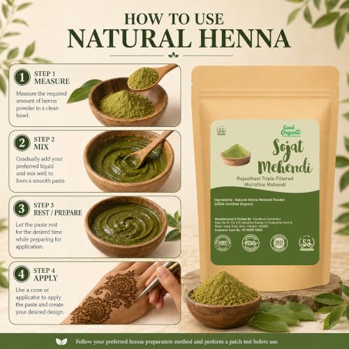 GOOD ORGANIC Sojat Henna Powder for Hair Pack of 1 - Image 7