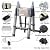 16.5Ft Telescoping Ladder with Stabilizer Bar, Stainless Steel A Type Portable Telescopic Extension Ladder Multi-Purpose Folding Loft Ladder for Outdoor Working, Household Use, 330lb Capacity
