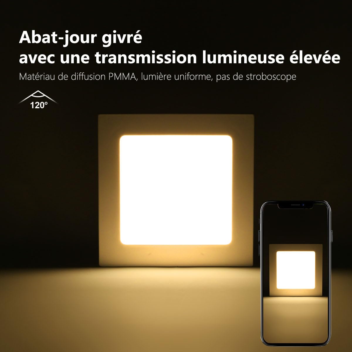 5er 9W LED Panel Weiß eckig Deckenleuchte Dimmbar Einbaustrahler, extrem flach,220V 720Lumen ersetzt 60W Leuchtstoffröhren LED Deckenleuten (3000k, 9w eckig Panel)