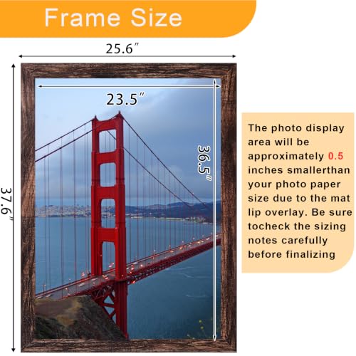 Image of BESCRCL 24x36 Poster Frame Display 24 x 36 inches, Photo Frames for Wall Hanging, Engineered Wood, Brown, 1 Pack
