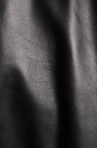 Men's Black Leather Bomber Jacket with Brown Collar, Zipper Closure, and Button Detailing.4