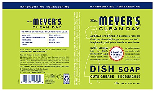 Image of MRS. MEYER'S CLEAN DAY Dish Soap Lemon Verbena, 16 Fl. Oz. (Pack of 3)