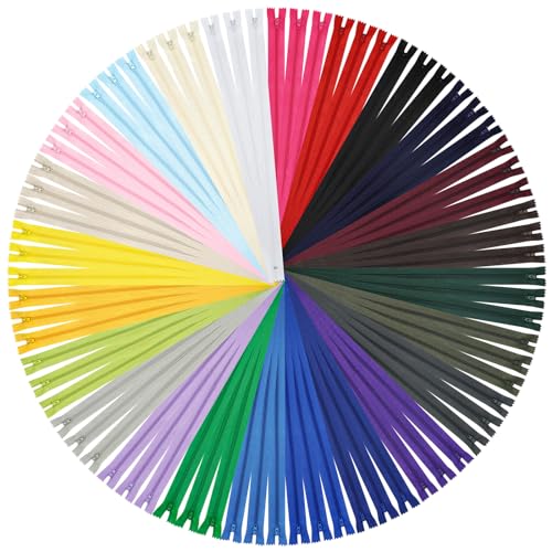 DOITEM 72 Stück Nylon-Reißverschlüsse zum Nähen und Basteln | 24 Farben Reißverschlüsse (Mehrfarbig, 25cm)
