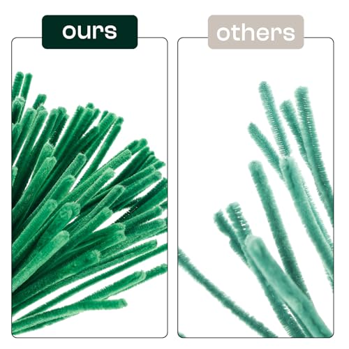 Image of Caydo Dark Green Pipe Cleaners for Crafts, 200 Pieces | Fluffy Chenille Stems Bulk for Kids Art Craft Projects and Home Decorations,12 Inch x 6 mm