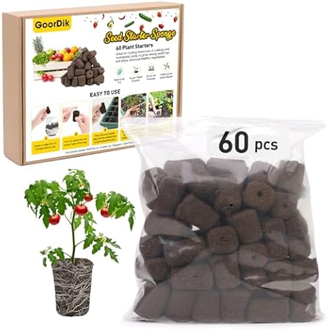 60 Pcs Square Seed Starter Plugs Hydroponic Sponges Grow Pods, Replacement Root Growth Cubes for Seeds or Cuttings Suitable for Growing System and Soil, Generally Planting Pods for Seedling Vegetable Cover