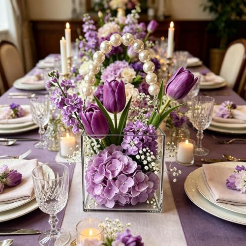 Cesta para niño de flores con asa perlada para ramos y bodas transparentes 4