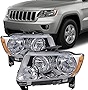 JSBOYAT Headlight Assembly Compatible with 2011-2013 Jeep Grand Cherokee 11-17 Compass Halogen Replacement OE Headlamp Not Fit for Cherokee Driver and Passenger Side Chrome