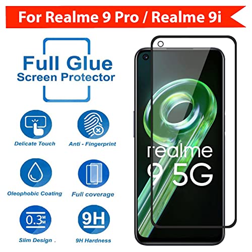 Image of Tempered Glass Compatible For Realme 9 5G / Realme 9 Pro /Realme 9I|Edge To Edge Coverage Screen Protector Guard|Full Screen Protector Cellphone (6.6 Inch,Pack Of 1)