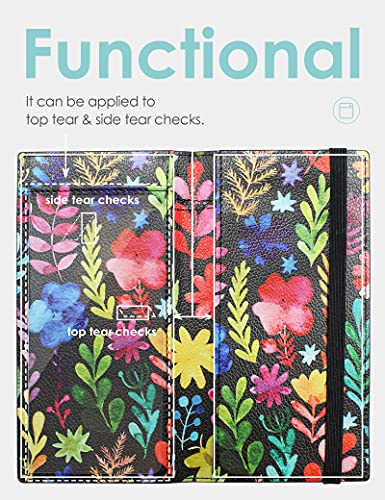 Image of Zreal Checkbook Cover for Men & Women(2021 New Version), Premium Vegan Leather Checkbook Holder Slim Wallets for Top & Side Tear Duplicate Checks with RFID Blocking (Flower)
