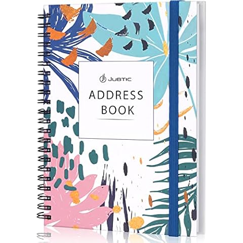 JUBTIC Address and Password Book with Alphabetical Tabs Hardcover Spiral Bound Address Organizer for Contacts,Internet Website Logins,Telephone Book Notebook Journal for Home Office,5.2" x7.7" Cover