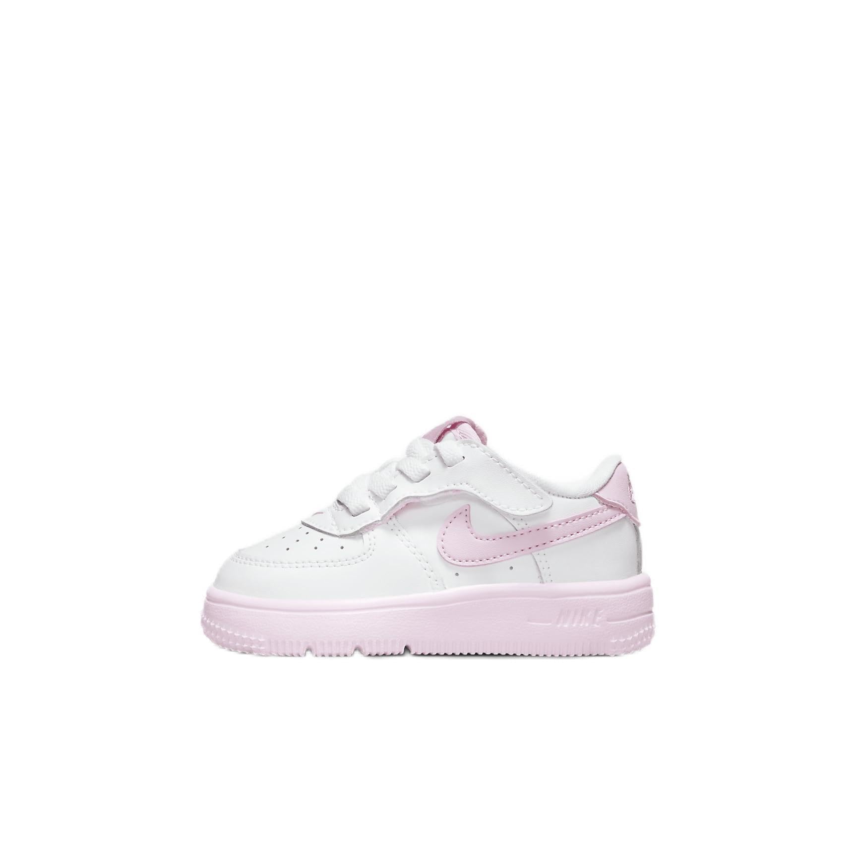 NikeForce 1 Low EasyOn Baby/Toddler Shoes (FN0236-100, White/Elemental Pink/Medium Soft Pink) Size 6