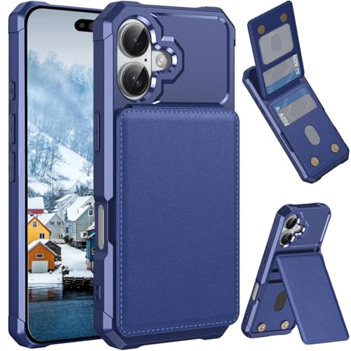 Ysnzaq Funda para Apple iPhone 17 con Ranura para Tarjeta, Protección Militar Libro Antigolpes Billetera Carcasa con Soporte Case Cover para iPhone 17.ZM Blue