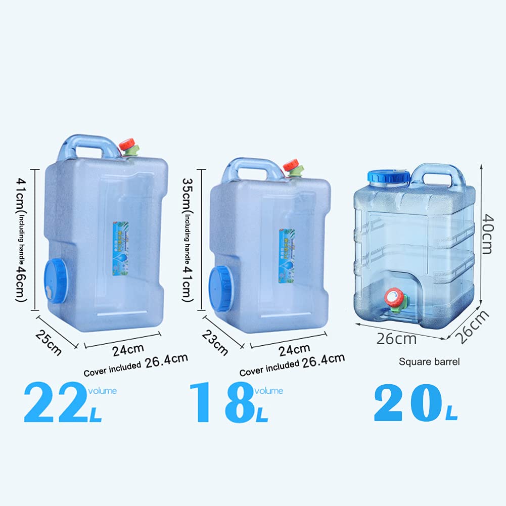 Starnearby Bidón de agua de 5 L ~ 22 L, con grifo, depósito de agua, portátil, depósito de agua, bidón de agua potable, sin BPA, para exterior, camping, almacenamiento de bebida (22 L)
