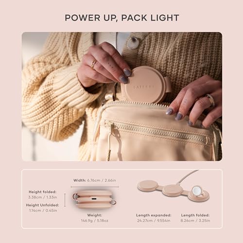 Image of Satechi OntheGo 3 in 1 Wireless Charger, Qi2 Portable Charger with 15W Fast Charging for iPhone 17 to 12 series, 5W for Apple Watch, and 5W for AirPods, Magnetic Travel Charging Station - Desert Rose