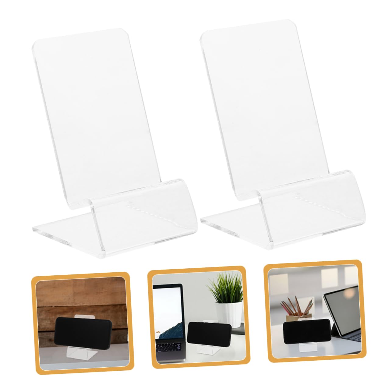 DOITOOL Supporto per Telefono da Scrivania in Acrilico Trasparente 15pezzi per Smartphone e Tablet Design Sottile per Ufficio e Visione Continua
