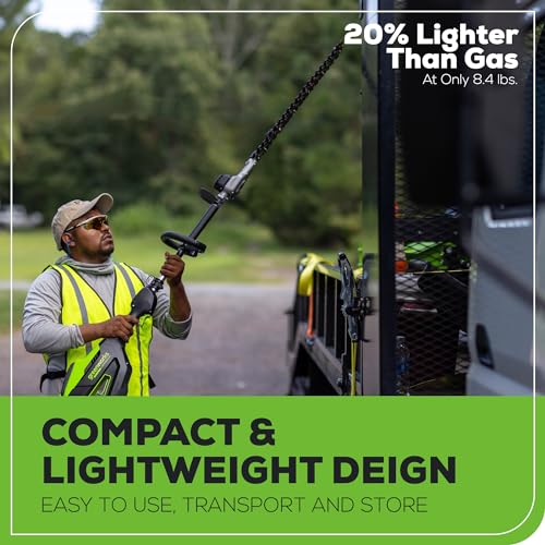 Image of Greenworks 82V 24 inch Brushless Cordless Short Pole Hedge Trimmer, 2.5Ah Battery and Dual Port Rapid Charger (Great for Landscapers and Professionals)