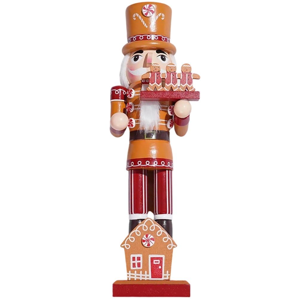 Vbsqic Nutcracker Christmas, Wooden Nutcracker Soldier Figurine, Xmas Gingerbread Decorations Holiday Party Table Centerpiece Decor