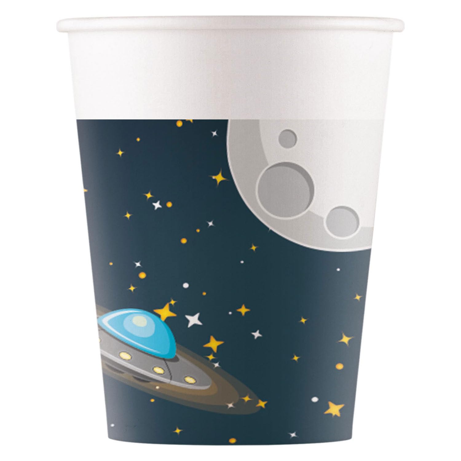 Procos - Paper Cups FSC Rocket Planets Astronaut Rocket Space Party (200ml), 8 Pieces, Multicolor, 93735