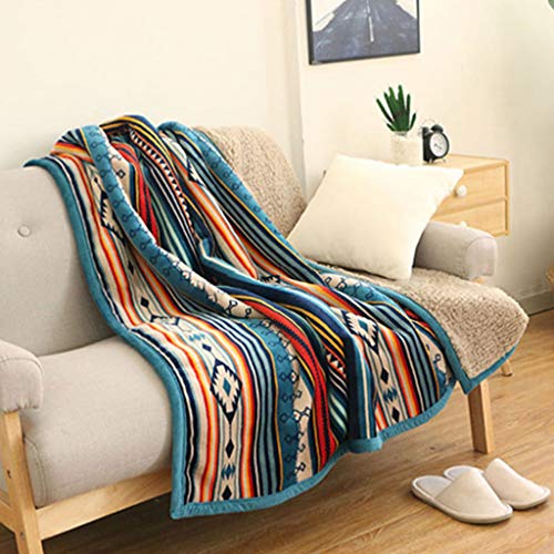 Couverture bohème double couche à rayures colorées pour climatisation