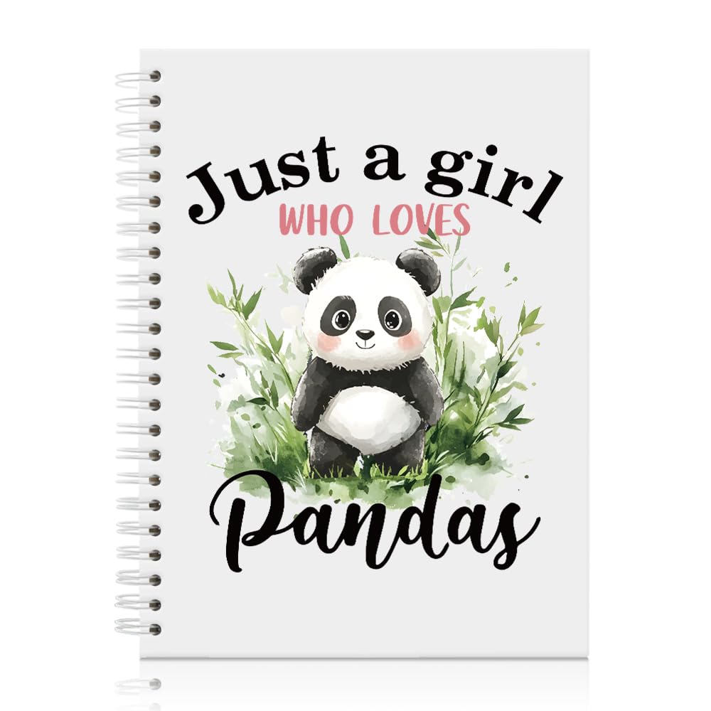 Mhfpl Just a Girl Who Loves Pandas Spiral Notebook, Cute Panda Notebook Gifts for Women Daughter Panda Lover, Xmas Appreciation for Mom Sister Friend
