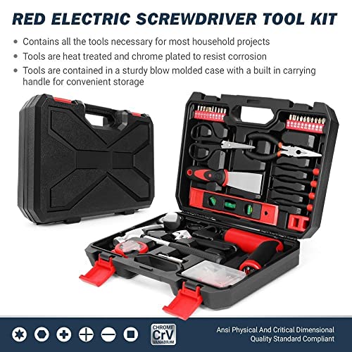 Werkzeug-Set, 57-teilig, Hand- und Elektrowerkzeug-Set mit 4 V Akkuschrauber, USB-Bohrmaschine, Haushaltswerkzeug-Set – Bild 4