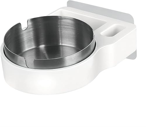 DASITON Cenicero adhesivo montado en la pared para fumar cenicero de acero inoxidable cenicero al aire libre para baño sala de estar interior o
