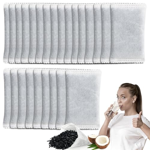 25Pack Activated Charcoal Water Filters Coconut Shell Activated Carbon Filter Sachets Chemical-Free Odor Absorbing for Home Pure Water Remove Compound(5 * 8.5cm)